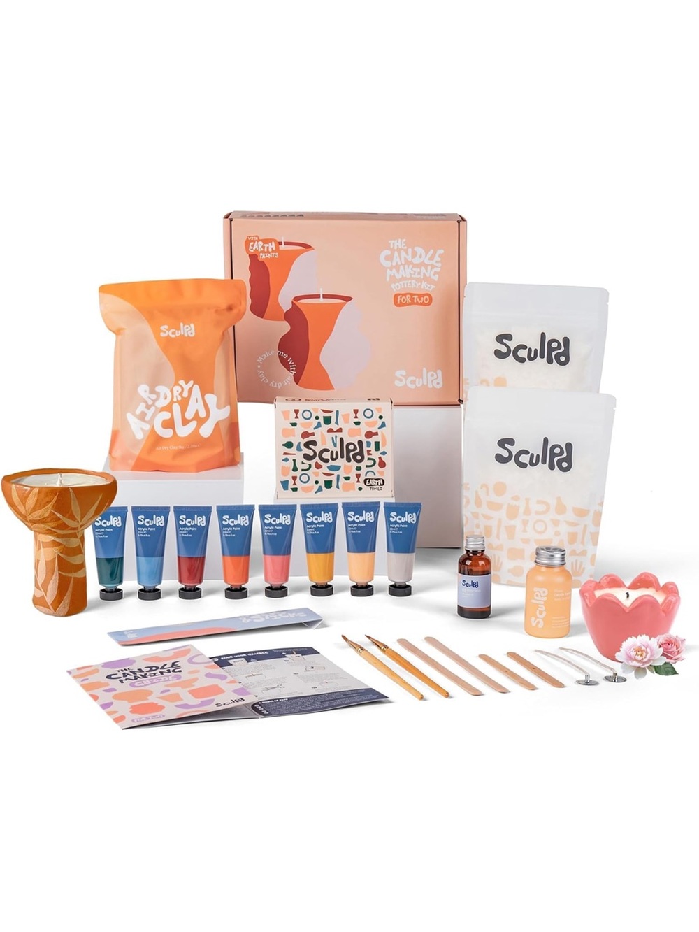 New! Sculpd Candle Making Pottery Kit for 2 (peony rose)